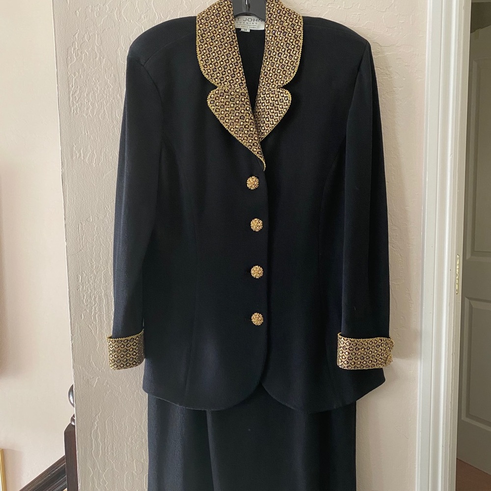 St. John Evening Black & Gold Suit 14